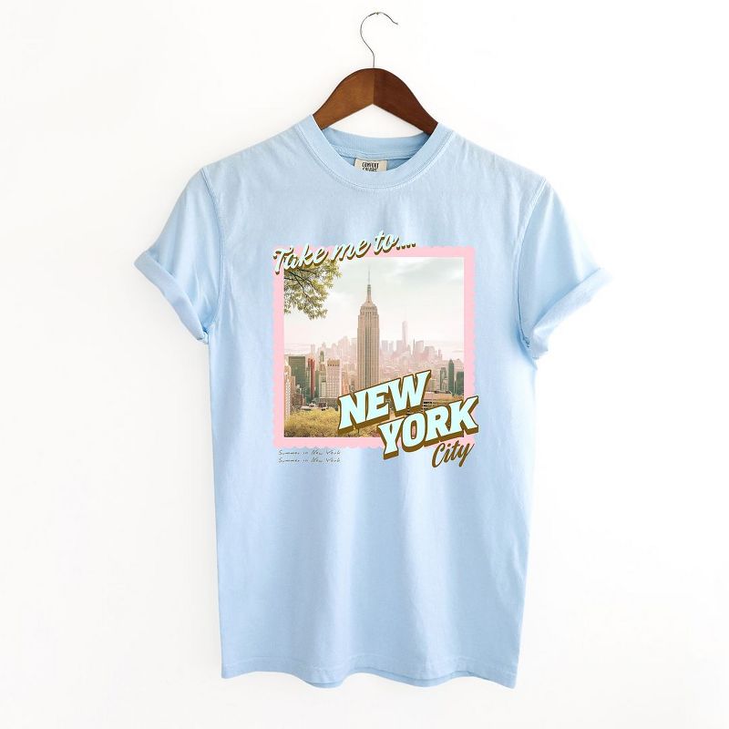 Simply Sage Market Women's Take Me To New York Short Sleeve Garment Dyed Tee, 1 of 4