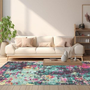 Washable Modern Abstract Rug, Foldable Low-Pile Non-Slip Floor Mat for Living Room, Bedroom, Kitchen, Dining Room Home Decor - 1 of 4