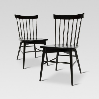 Set of 2 Windsor Dining Chair Black - Threshold™: Hardwood Frame, Non-Upholstered, Vintage Farmhouse Style