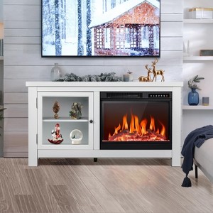 ZAFRO Fireplace TV Stand for 50 Inch TV,Modern Entertainment Center with 23" Electric Fireplace,Media Furniture with Storage Cabinets, 48 Inch,White - 1 of 4