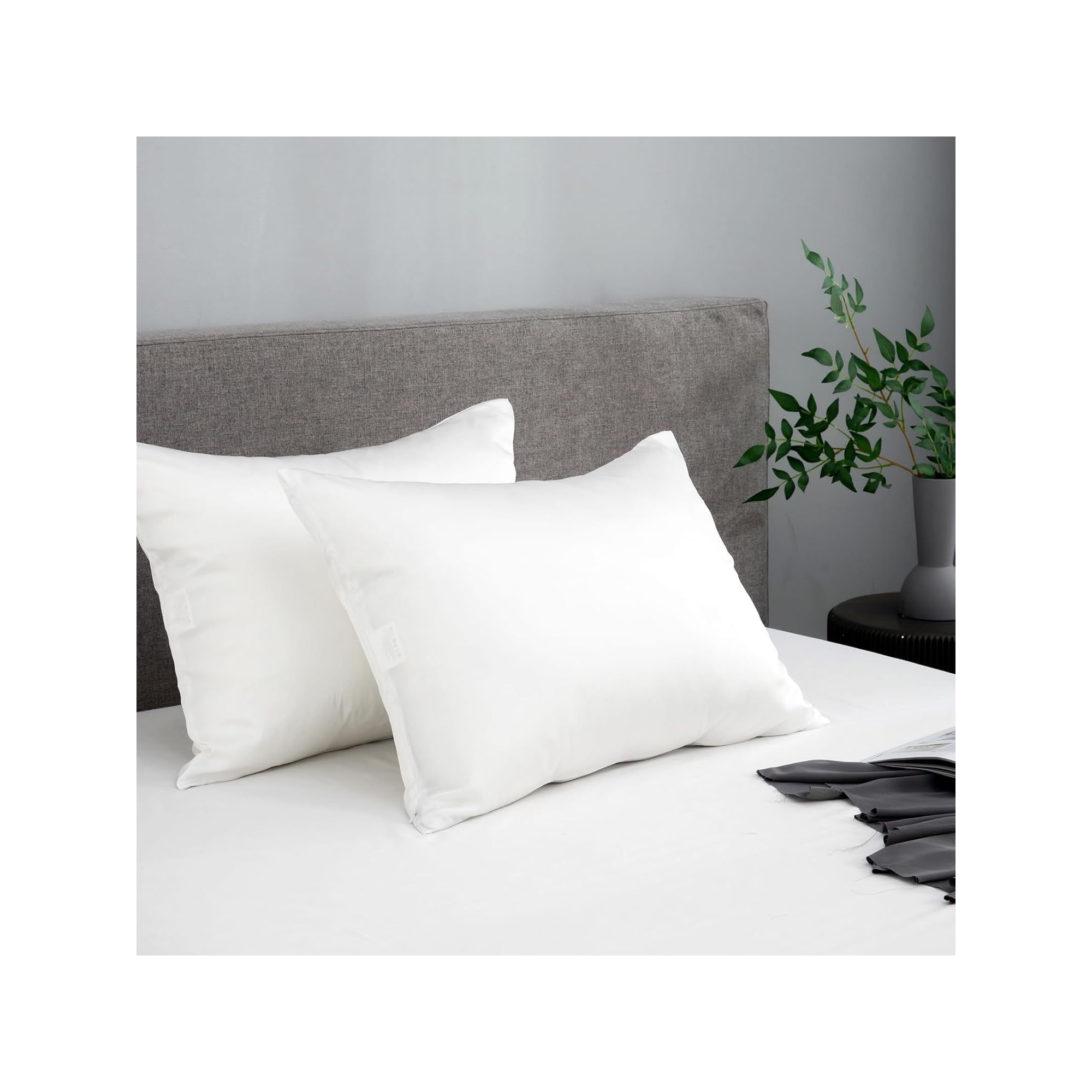 APSMILE Premium Silk-Touch Pillowcases Standard Size, Smooth, Cooling and Skin Friendly Cream White Silk-Touch Pillow Cases (20"x26", 2 Pack)
