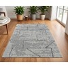 Gray and Silver Wool Abstract Hand Knotted Worn Faded Area Rug - 2 of 4