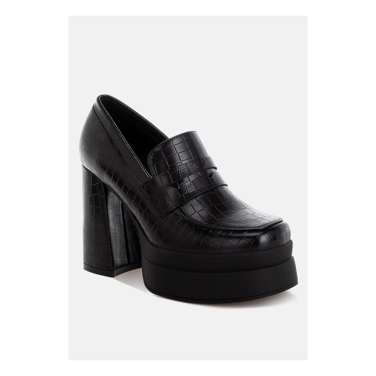 Женские туфли London Rag Womens Edwina Chunky Penny Strap Heeled Loafers 10 — фото 2