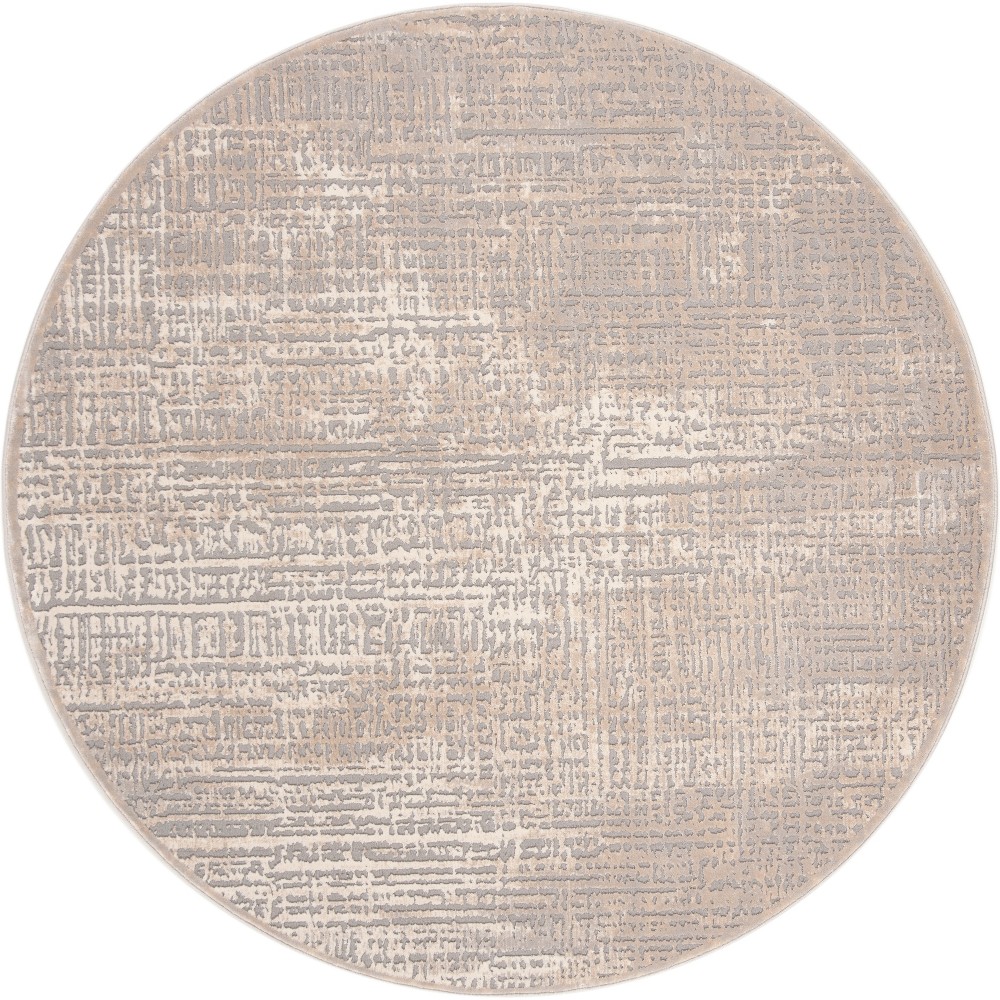 6'7in Solid Loomed Round Area Rug Ivory/Gray - Safavieh