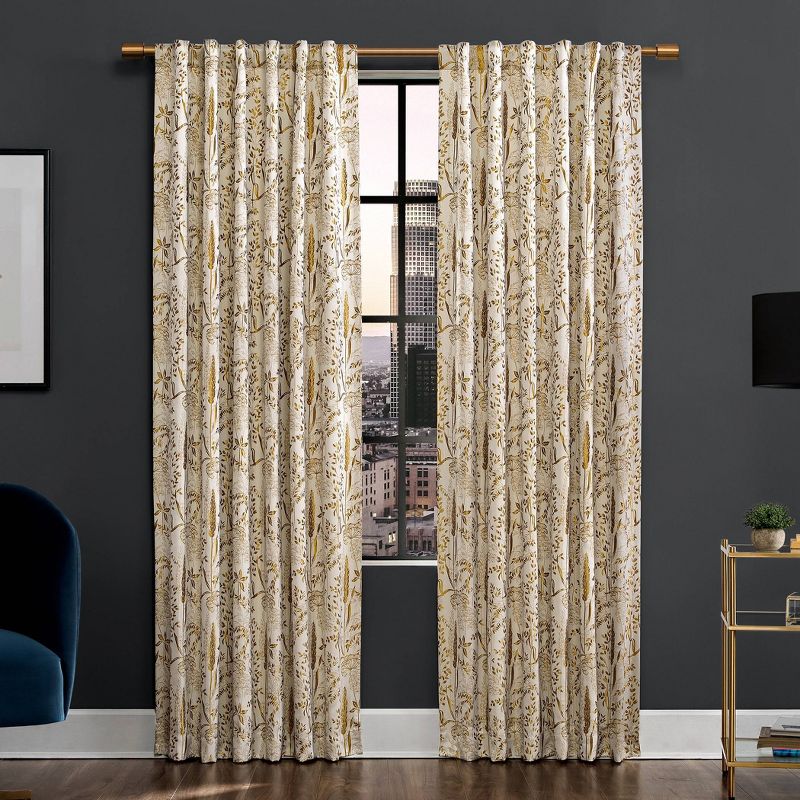 Aubry Shimmering Floral Blackout Back Tab Curtain Panel - Scott Living, 1 of 12