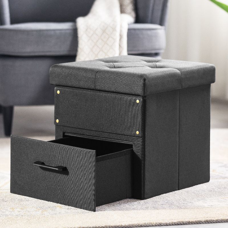 15" Cube Stockbox Collapsible Ottoman with Storage Drawer - Mellow, 2 of 8