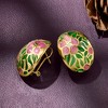 Ross-Simons Italian Pink and Green Enamel Floral Earrings in 14kt Yellow Gold - 4 of 4