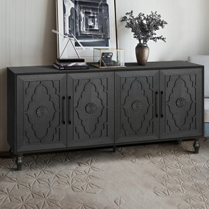 62.99"W Carved Flower Door Sideboard, Large Storage Cabinet With Metal Handle Suitable For Living Room, Kitchen, Entryway - ModernLuxe - 1 of 4