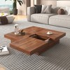 Vynxaria Series 39.4 in. Walnut Square MDF End Table with Marble Veneer and Sliding Top - 3 of 4
