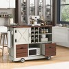 LOVSON 54''Rustic Kitchen Island with Folding Leaves and Power Outlet, 2-Drawer Kitchen Storage Cart for Kitchen and Dining Room, White - 2 of 4