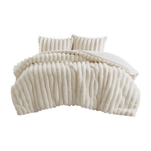 ChicFurnit Bedding Set Luxurious Faux Fur Comforter Soft Velvet Backing for Ultimate Comfort, Off-White, 12.6"*21.26"*11.42" - 1 of 4
