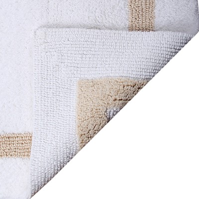 White and Sand Cotton Reversible Bath Rug Set