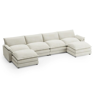LACOO 154 in. Chenille U-Shaped Modular Sectional Sofa with Tow Ottomans