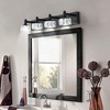 DOMETOUR 4-Light Matte Black LED Vanity Light with Crystal Glass Shades, Modern Bathroom Wall Sconce - 3 of 4