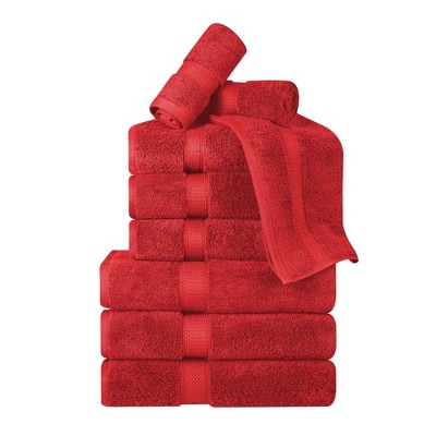 BLUENILEMILLS Premium Towel Collection, Egyptian Cotton Towels for Shower  and Bathroom Assorted 6-Piece Face Towel Set, 13 x 13, Red by Blue Nile