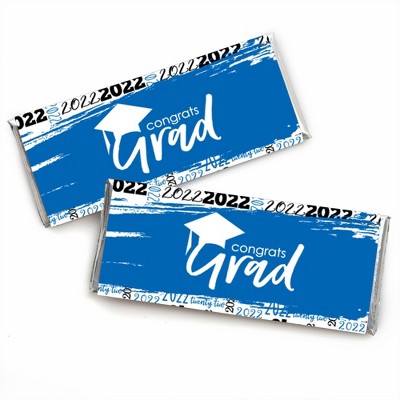 Big Dot of Happiness Blue Grad - Best is Yet to Come - Candy Bar Wrapper Royal Blue 2022 Graduation Party Favors - Set of 24