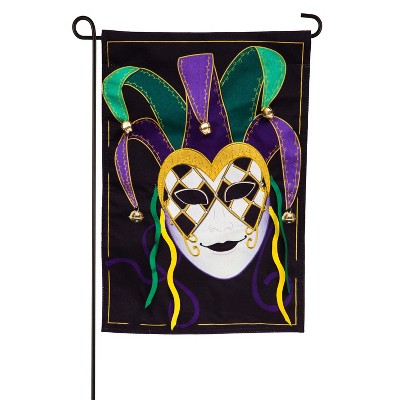 Mardi Gras Jester Mask Garden Linen Flag