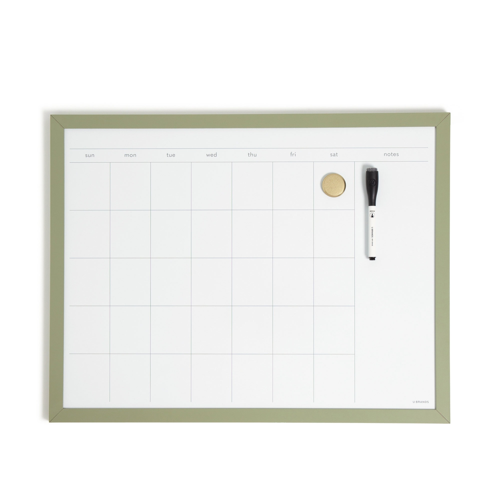 U Brands 17"x22" Modern Wall Dry Erase Calendar Forest Fog: Magnetic Whiteboard Calendar for Wall with Mounting Hardware