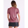 INSPIRE CHIC Women's Glitter Puff Sleeve Round Neck Stretch Casual Pullover Shiny Tops - 4 of 4