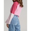 Coolmee Women Winter Midweight Cropped Sweater High Neck Long Sleeve Color Block Pullover Rib Knit Blouse Tops - 4 of 4