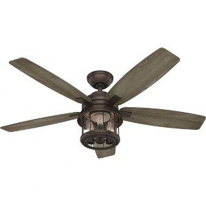 Hunter Fans 52" Coral Bay Lighted Ceiling Fan Weathered Copper Finish with Integrated LED and Handheld Remote Control - 1 of 2