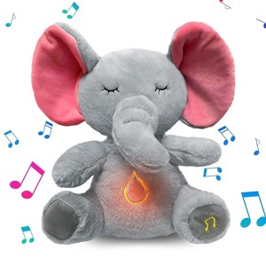 TITQWOP Elephant Breathing Stuffed Animal,Anxiety Relief Gray Sleeping Plush with Realistic Breathing Motion&Soothing Music Lights Portable Plushies - 1 of 4