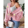 Coolmee Women's Cardigan Sweaters Long Sleeve Open Front Cropped Flower Knit Cardigan - 4 of 4