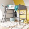 Spassway Full Size Loft Bed with Desk Space Gray Wooden Bed Frame Study Area for Small Rooms Sturdy Construction Safety Guardrails - 2 of 4