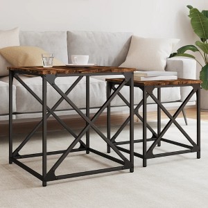 vidaXL Nesting Coffee Tables 2 pcs Smoked Oak Engineered Wood - 1 of 4