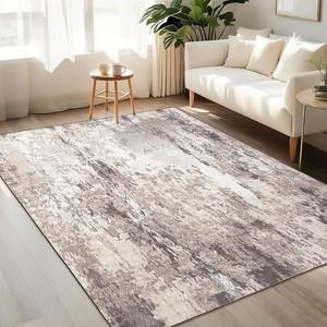 TackView Washable Rugs Modern Abstract Area Rug for Bedroom Soft Touch Stain Resistant Throw Carpet Low Pile Floor Cover with Non-Slip Backing - 1 of 4