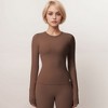 Anna-Kaci Active Women's Active Top with Crew Neckline Seamless Fitted Silhouette and Thumbhole Cuffs - 2 of 4