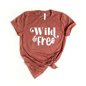 Simply Sage Market Women's Wild and Free Words Short Sleeve Graphic Tee - 1 of 4