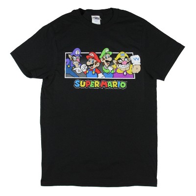 Super Mario Men's Distressed Luigi Mario Wario Waluigi Line-Up Adult T-Shirt