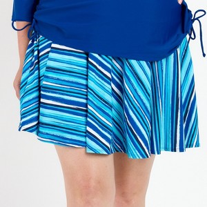 Calypsa Women's Plus Size High Waisted Chlorine Resistant Flowy Swim Skirt With Attached Shorts - 1 of 4
