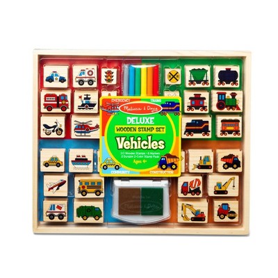 Melissa & Doug Deluxe Wooden Stamp Set Vehicles