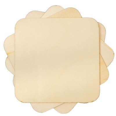 Bright Creations 36 Piece Wood Tile Square Cutouts for Crafts (5.1 In, Rounded Corners)