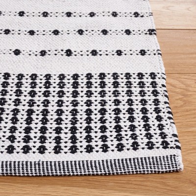 Coastal Charm Black & Ivory Cotton Handwoven Rug - 3x5 Feet