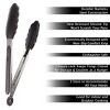 Hastings Home Stainless Steel Nonstick Kitchen Tongs With Silicone Tips - Black, Set of 3 - 3 of 4