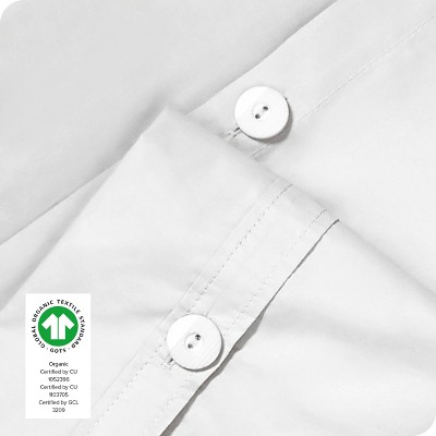 White Organic Cotton Percale Full/Queen Duvet Cover Set