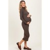 Pinkblush Brown Turtle Neck Long Sleeve Rib Fitted Maternity Midi Dress - 3 of 4