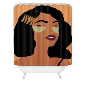 Mean Greens Shower Curtain Orange - Deny Designs - 1 of 2