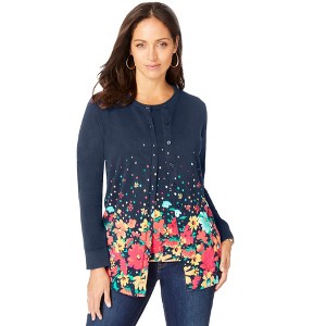Jessica London Women's Plus Size Fine Gauge Cardigan - 1 of 4