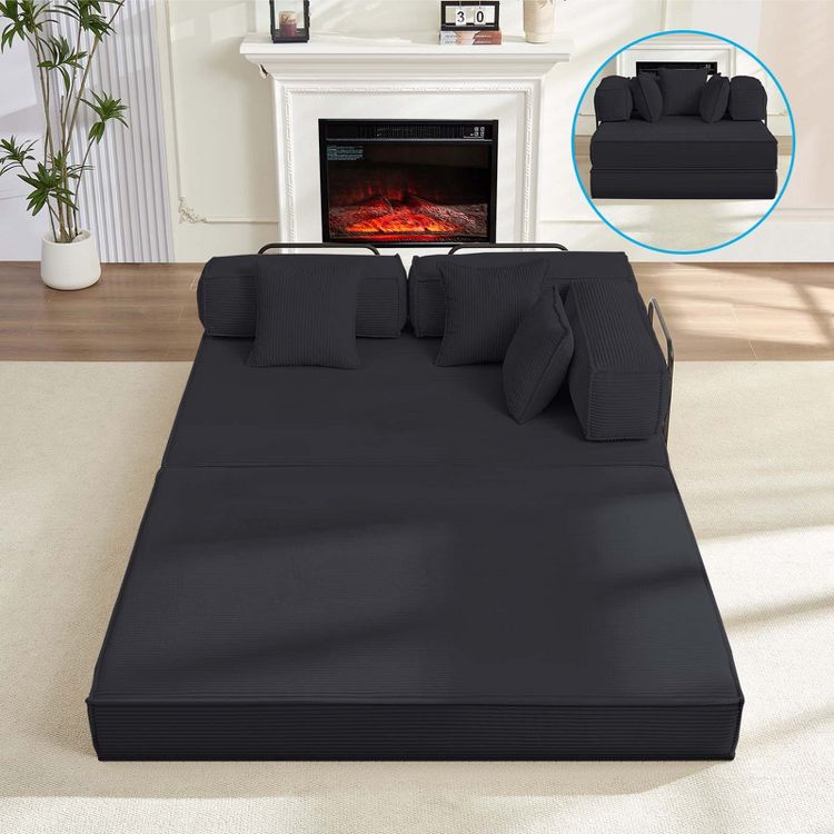 Mjkone 66" Convertible Sleeper Sofa Bed with Pillows, Folding Mattress Couch, Removable Washable Floor Sofa for Small Spaces, 4 of 9