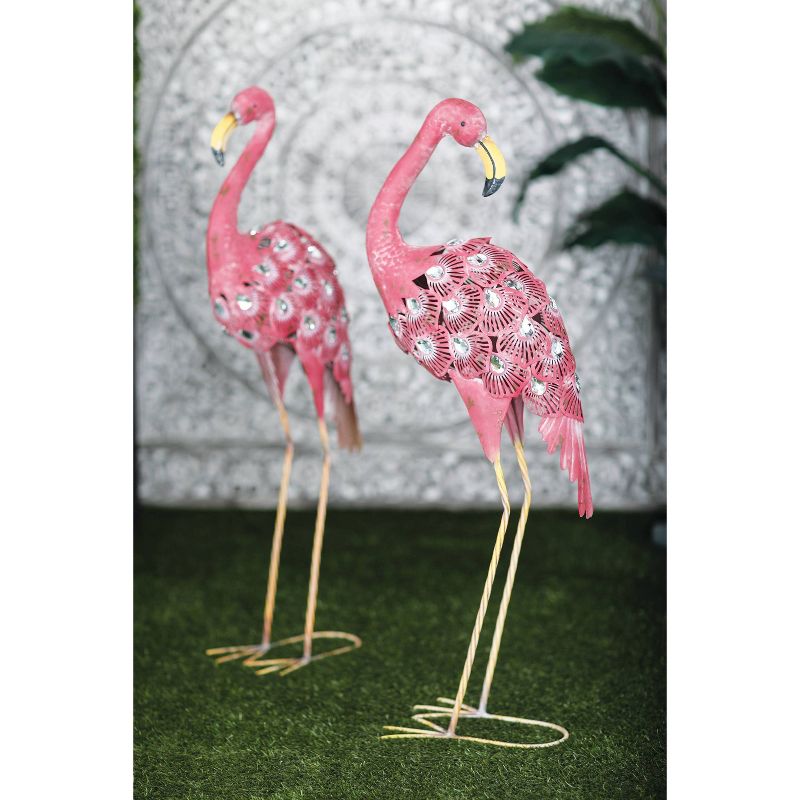 Set of 2 Iron 38&#34; Coastal Flamingos Garden Sculptures Pink - Olivia &#38; May, 3 of 13