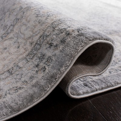 Isabella Gray and Cream Round Synthetic Area Rug
