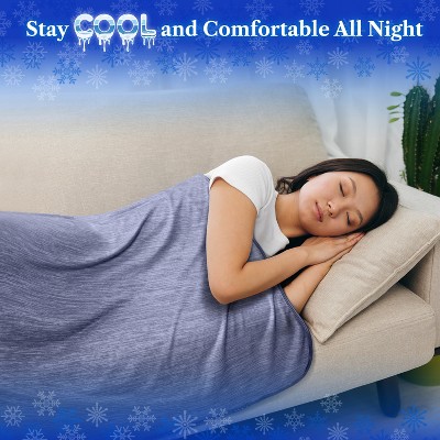 Navy Reversible Cooling Throw Blanket for Hot Sleepers