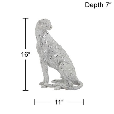 Electroplated Silver Glam Leopard Resin Tabletop Sculpture