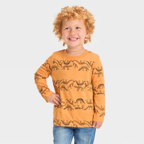 Toddler Boys' Long Sleeve Jersey Knit T-shirt - Cat & Jack™ Brown 4t :  Target