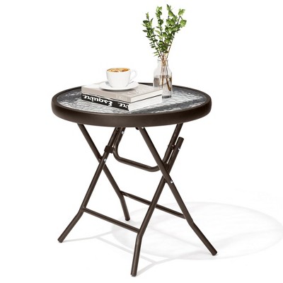 Crestlive Products Outdoor Side Table - Small Patio End Table All Weather for Pool, Balcony, Deck, Porch