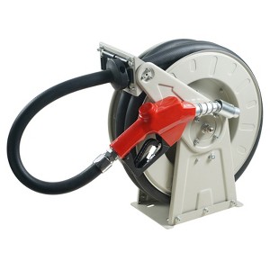 VEVOR Fuel Hose Reel, 1" x 33', Extra Long Retractable Diesel Hose Reel, Heavy-Duty Carbon Steel Construction with Automatic Fuel Nozzle - 1 of 4